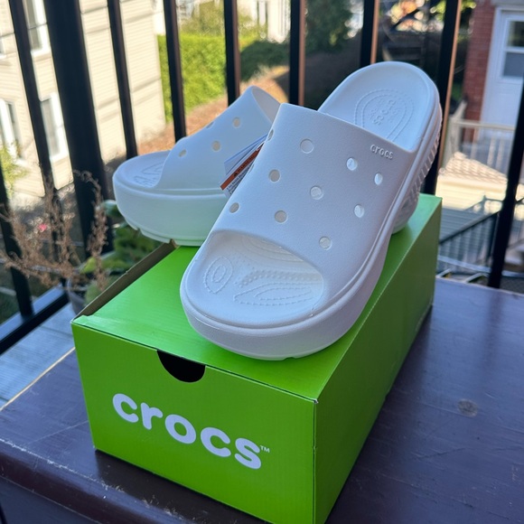 CROCS Platform Slide Sandals in White - Picture 4 of 4